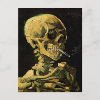 Skull med brännande cigarett Van Gogh Fine Art Vykort