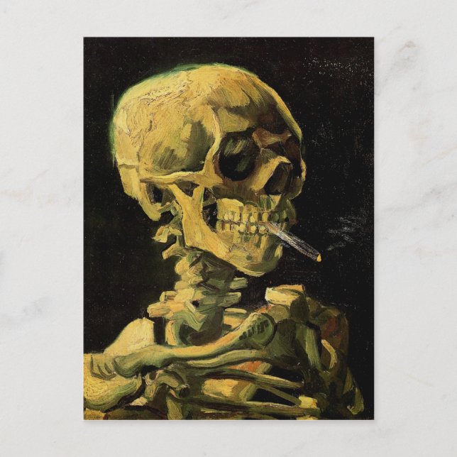 Skull med brännande cigarett Van Gogh Fine Art Vykort (Framsida)