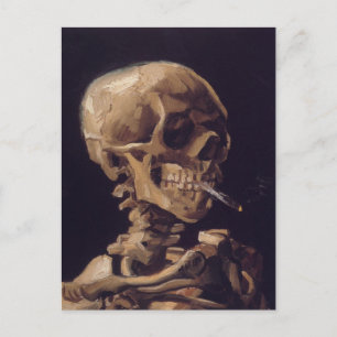 Skull med brännande cigarett vykort