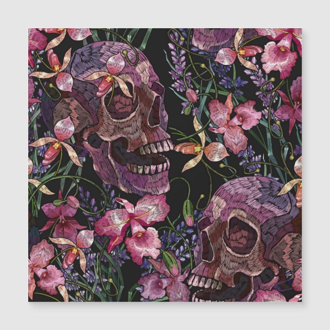 Skull med broderade skinn: Gothic Orchid Mönster (Framsida)