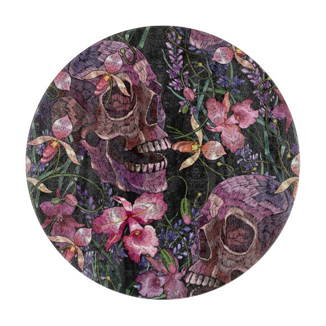 Skull med broderade skinn: Gothic Orchid Mönster (Framsidan)