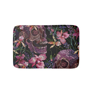 Skull med broderade skinn: Gothic Orchid Mönster Badrumsmatta