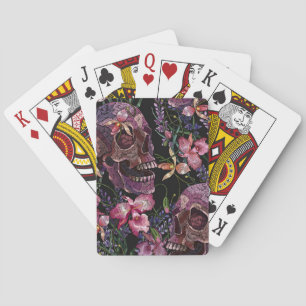 Skull med broderade skinn: Gothic Orchid Mönster Casinokort