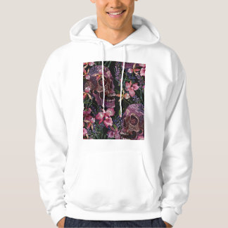 Skull med broderade skinn: Gothic Orchid Mönster Hoodie