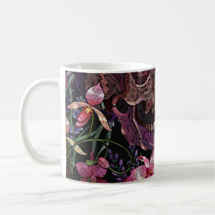 Skull med broderade skinn: Gothic Orchid Mönster Kaffemugg