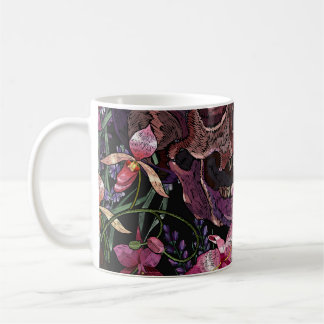 Skull med broderade skinn: Gothic Orchid Mönster Kaffemugg