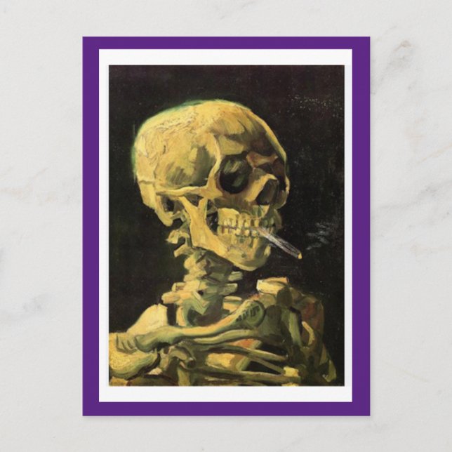 Skull med Burning CIgarette av Van Gogh. Vykort (Framsida)