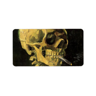 Skull med Burning Cigarette av Vincent van Gogh Adressetikett
