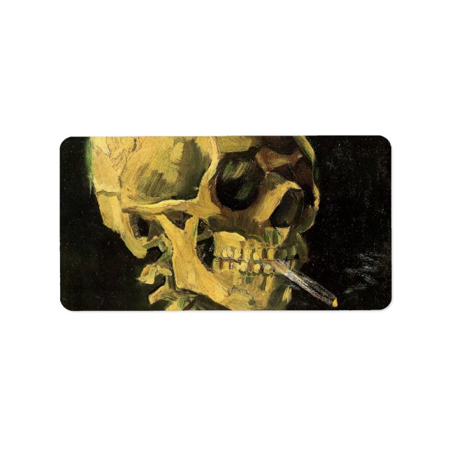 Skull med Burning Cigarette av Vincent van Gogh Adressetikett (Framsidan)
