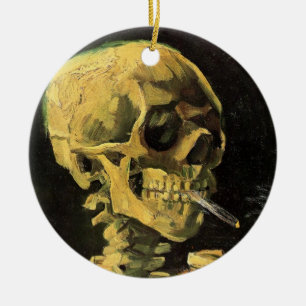 Skull med Burning Cigarette av Vincent van Gogh Julgransprydnad Keramik