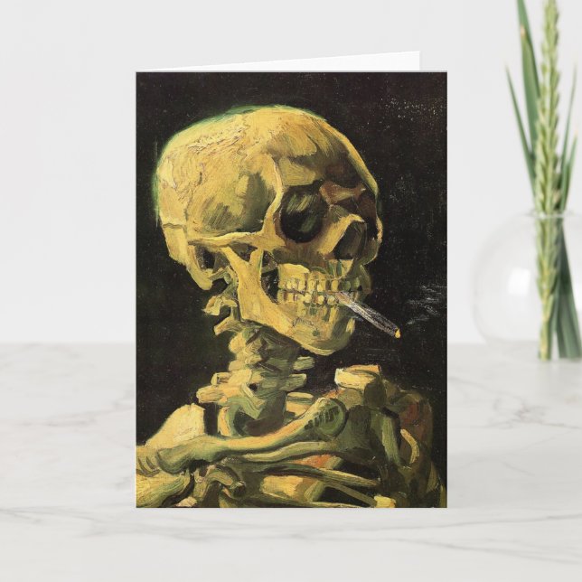 Skull med Burning Cigarette av Vincent van Gogh Kort (Framsida)