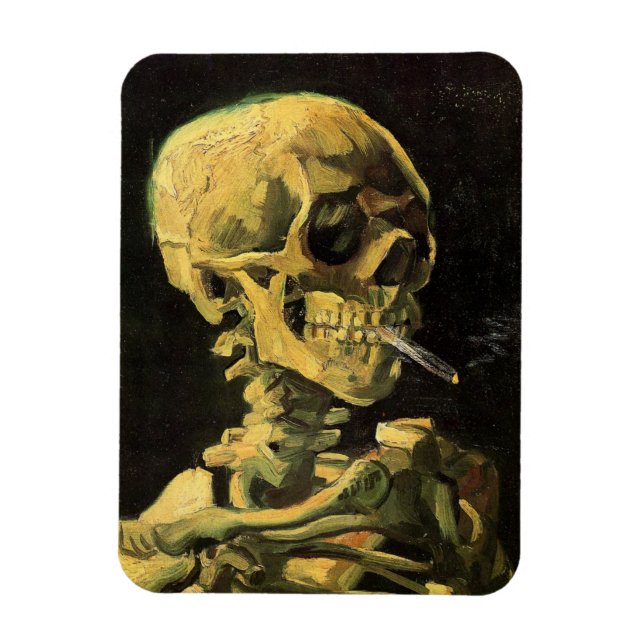 Skull med Burning Cigarette av Vincent van Gogh Magnet (Vertikal)