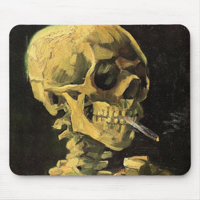 Skull med Burning Cigarette av Vincent van Gogh Musmatta (Framsidan)