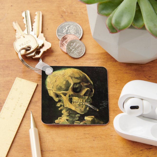 Skull med Burning Cigarette av Vincent van Gogh Nyckelring (Skrivbord)