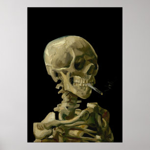 Skull med Burning Cigarette av Vincent van Gogh Poster