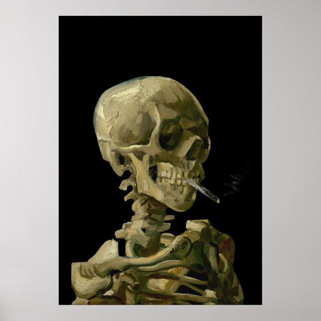 Skull med Burning Cigarette av Vincent van Gogh Poster (Framsidan)