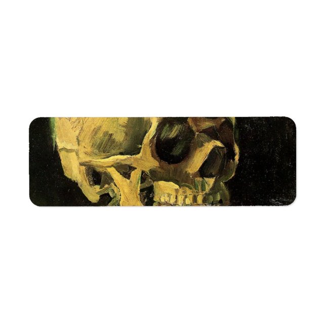 Skull med Burning Cigarette av Vincent van Gogh Returadress Etikett (Framsidan)