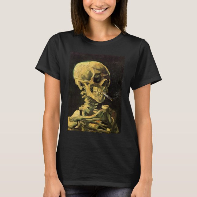 Skull med Burning Cigarette av Vincent van Gogh T-shirt (Framsida)