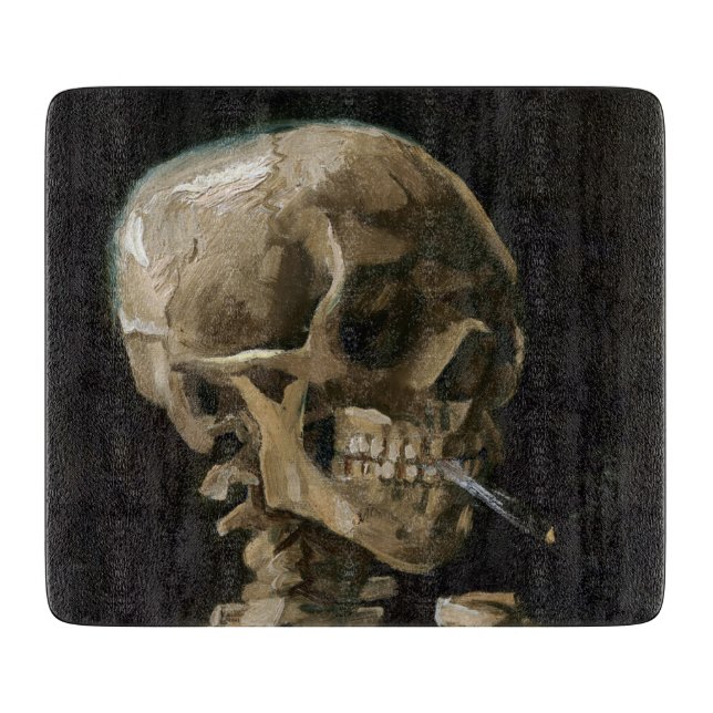 Skull med Burning Cigarette Vincent van Gogh Art (Framsidan)