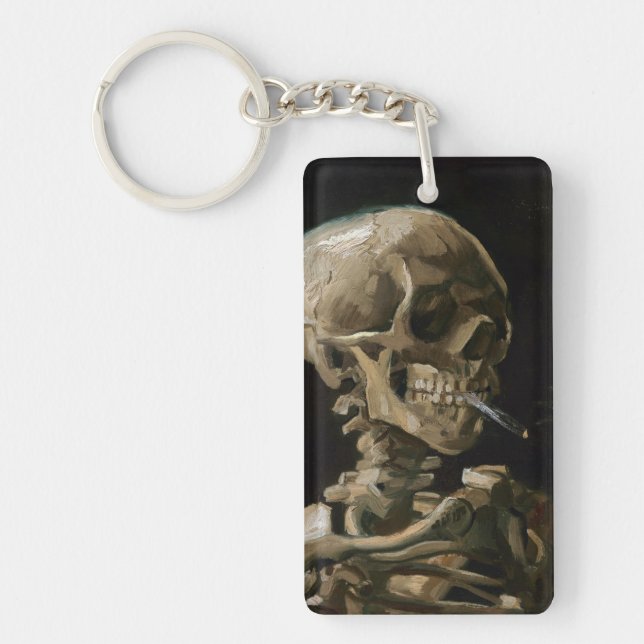 Skull med Burning Cigarette Vincent van Gogh Art (Framsidan)