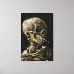 Skull med Burning Cigarette Vincent van Gogh Art Canvastryck