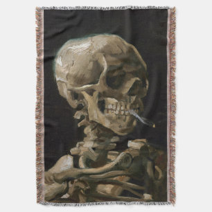Skull med Burning Cigarette Vincent van Gogh Art Filt