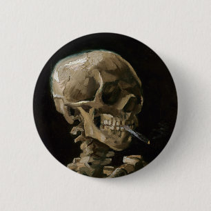 Skull med Burning Cigarette Vincent van Gogh Art Knapp