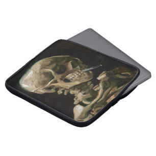 Skull med Burning Cigarette Vincent van Gogh Art Laptop Sleeve