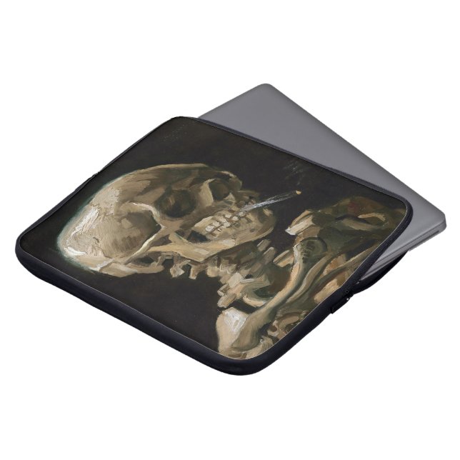 Skull med Burning Cigarette Vincent van Gogh Art Laptop Sleeve (Framsida topp)