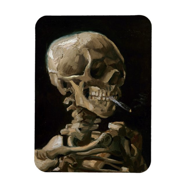 Skull med Burning Cigarette Vincent van Gogh Art Magnet (Vertikal)