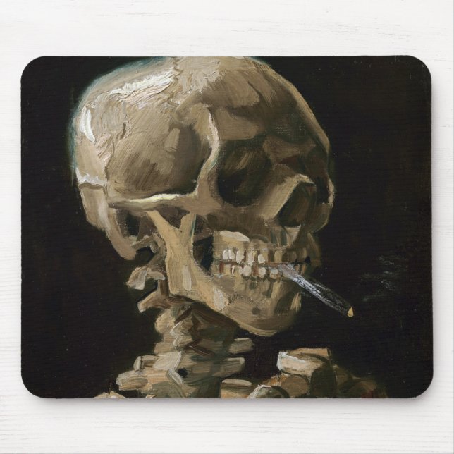 Skull med Burning Cigarette Vincent van Gogh Art Musmatta (Framsidan)