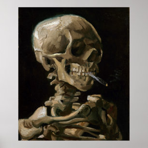 Skull med Burning Cigarette Vincent van Gogh Art Poster