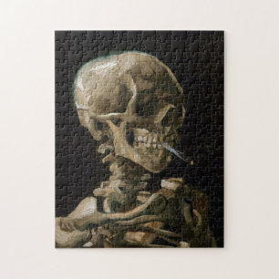 Skull med Burning Cigarette Vincent van Gogh Art Pussel
