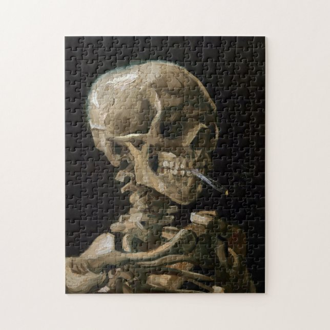 Skull med Burning Cigarette Vincent van Gogh Art Pussel (Vertikal)