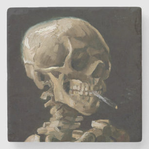 Skull med Burning Cigarette Vincent van Gogh Art Stenunderlägg