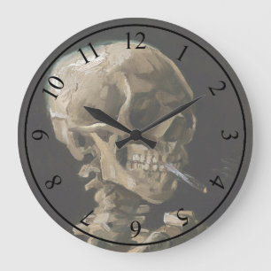 Skull med Burning Cigarette Vincent van Gogh Art Stor Klocka