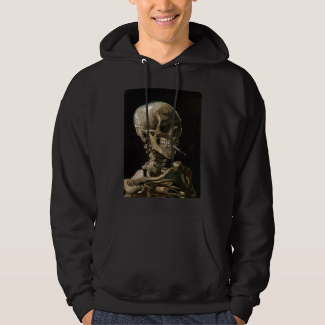 Skull med Burning Cigarette Vincent van Gogh Art Sweatshirt (Framsida)