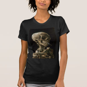 Skull med Burning Cigarette Vincent van Gogh Art T-shirt