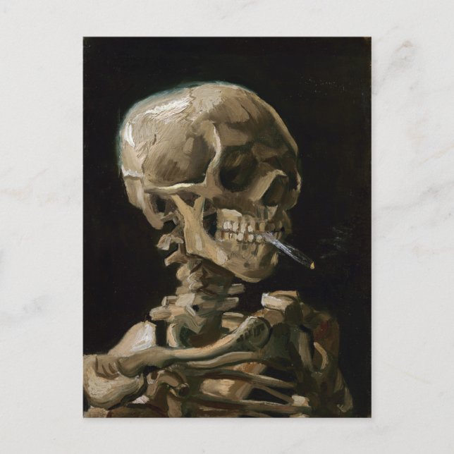 Skull med Burning Cigarette Vincent van Gogh Art Vykort (Framsida)