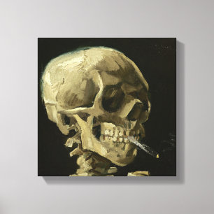 Skull med cigararett av Van Gogh Wrapped Canvas