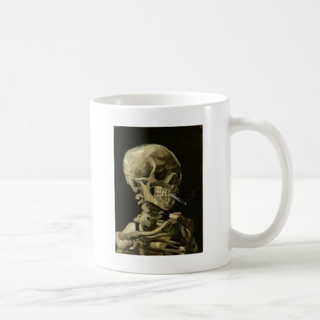 Skull med Cigarette av Van Gogh Kaffemugg (Höger)