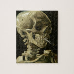 Skull med Cigarette av Van Gogh Pussel<br><div class="desc">Van Goghs expressionistiska målningar: Skull med brinnande cigarettmålning</div>