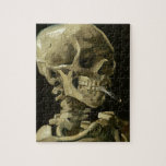 Skull med Cigarette av Van Gogh Pussel<br><div class="desc">Van Goghs expressionistiska målningar: Skull med brinnande cigarettmålning</div>