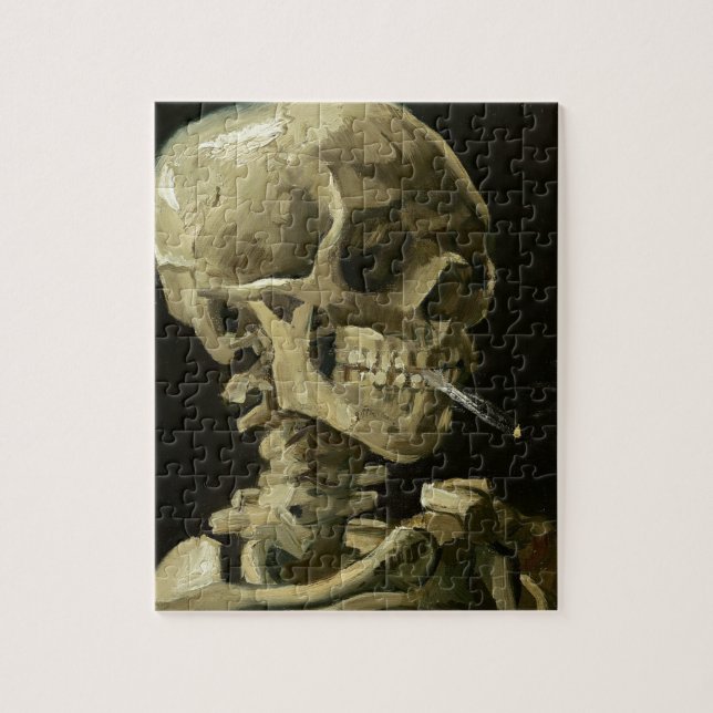 Skull med Cigarette av Van Gogh Pussel (Vertikal)