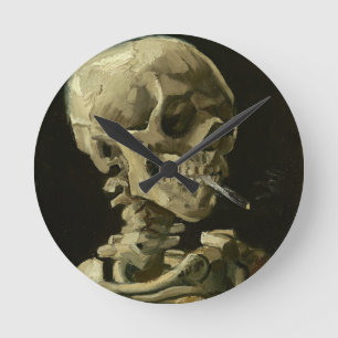 Skull med Cigarette av Van Gogh Rund Klocka