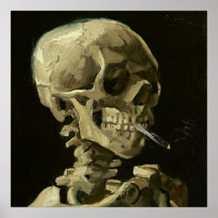 Skull med Cigarette av Van Gogh Square Poster