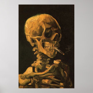 Skull med Cigarette Poster Skriv ut