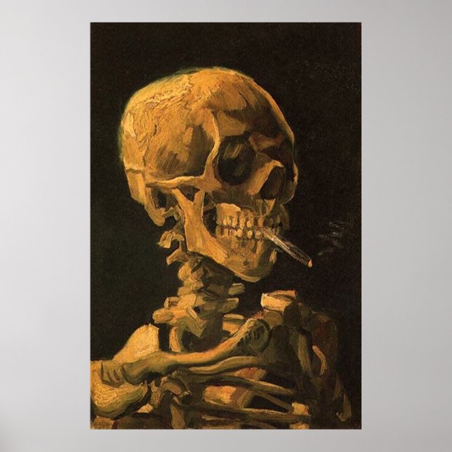 Skull med Cigarette Poster Skriv ut (Framsidan)
