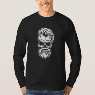 Skull med coola hårskägg och mustasch biker str t shirt