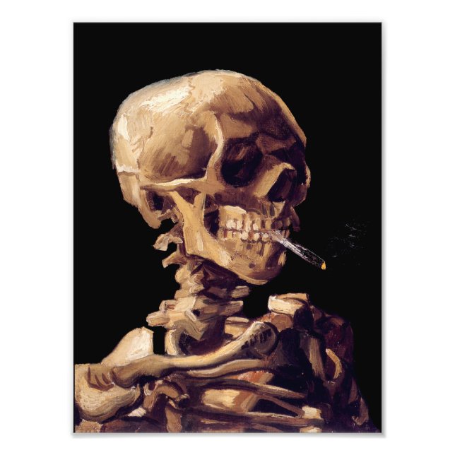 Skull med en brinnande cigarett av Van Gogh Fototryck (Framsidan)